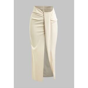 MICAS Solid Twist Knot Irregular Skirt Beige Size M